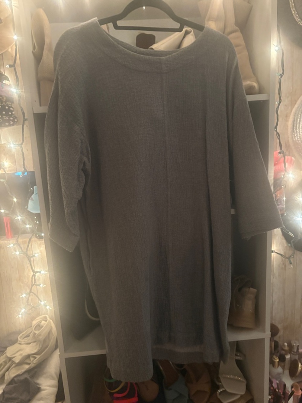 Women’s Gray Midi Dress - Casual Relaxed Fit